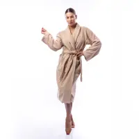 Халат Едноцветен Шал Яка - Капучино - дамски - Халат Едноцветен Шал Яка - Капучино - дамски