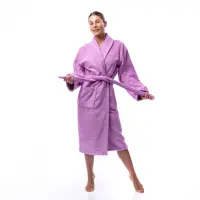 Халат Едноцветен Шал Яка - Лилав - дамски - 1721 | Халат Едноцветен Шал Яка - Лилав - дамски - 1721