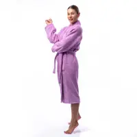 Халат Едноцветен Шал Яка - Лилав - дамски - 1722 | Халат Едноцветен Шал Яка - Лилав - дамски - 1722