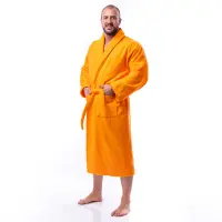 Халат Едноцветен Шал Яка - Оранжев - мъжки - 1658 | Халат Едноцветен Шал Яка - Оранжев - мъжки - 1658