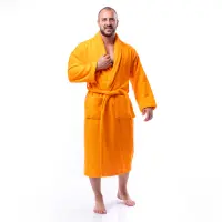 Халат Едноцветен Шал Яка - Оранжев - мъжки - Халат Едноцветен Шал Яка - Оранжев - мъжки