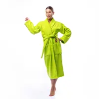 Халат Едноцветен Шал Яка - Зелен - дамски - 1725 | Халат Едноцветен Шал Яка - Зелен - дамски - 1725