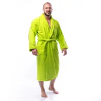 Халат Едноцветен Шал Яка - Зелен - мъжки - Халат Едноцветен Шал Яка - Зелен - мъжки