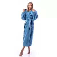 Халат Микропамук - дънково - дамски - Халат Микропамук - дънково - дамски