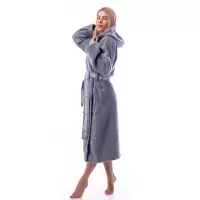 Халат Микропамук - сив - дамски - 210 | Халат Микропамук - сив - дамски - 210