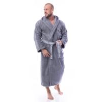Халат Микропамук - сив - мъжки - Халат Микропамук - сив - мъжки