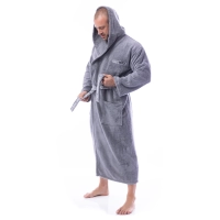 Халат Микропамук - сив - мъжки - 79 | Халат Микропамук - сив - мъжки - 79