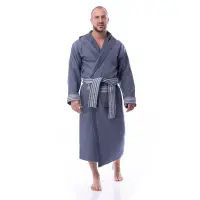 Халат Вафла Лукс - Тъмно сив - мъжки - 1850 | Халат Вафла Лукс - Тъмно сив - мъжки - 1850