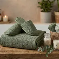 Комплект хавлия за баня с чехли - Комплект хавлия за баня с чехли