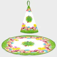 Кръгла хавлиена кърпа с великденски мотиви - 5121 - Кръгла хавлиена кърпа с великденски мотиви - 5121