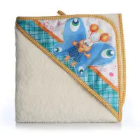 Бебешка хавлиена кърпа с качулка - Крем - Пеперуда - Бебешка хавлиена кърпа с качулка - Крем - Пеперуда