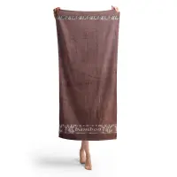 Плажна хавлия с бамбуков десен - кафява - Плажна хавлия с бамбуков десен - кафява