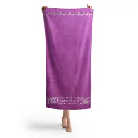 Плажна хавлия с бамбуков десен - малина - Плажна хавлия с бамбуков десен - малина