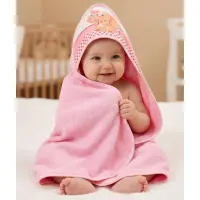 Бебешка хавлиена кърпа с качулка - Розово - Слонче - Бебешка хавлиена кърпа с качулка - Розово - Слонче
