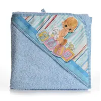 Бебешка хавлиена кърпа с качулка - Синьо - Бебе - Бебешка хавлиена кърпа с качулка - Синьо - Бебе