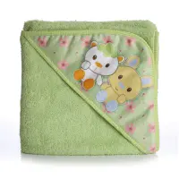 Бебешка хавлиена кърпа с качулка - Зелено - Животни - Бебешка хавлиена кърпа с качулка - Зелено - Животни